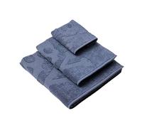 Scalpers Set de Serviettes de Bain tête de Mort (Coiffeuse 30 x 50 cm + Mains 50 x 90 cm + Salle de Bain 70 x 140 cm) 100% Coton Bleu Home