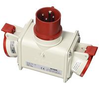 Scame Parre 600.1626 Adaptateur 2 sorties 3P+T 380 V IP44 400 V Rouge