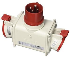 Scame Parre 600.1626 Adaptateur 2 sorties 3P+T 380 V IP44 400 V Rouge