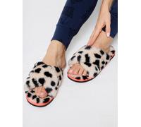 SCAMP & DUDE Chaussons croisés SCAMP & DUDE Cheetah & Lightning Bolt en fausse fourrure