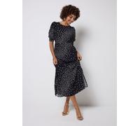 SCAMP & DUDE SCAMP & DUDE Black Star Cluster Print Midi Dress Black EU 44 (UK 16)