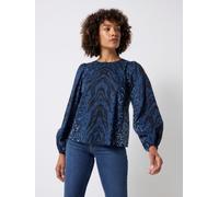 SCAMP & DUDE SCAMP & DUDE Blue Blouson Sleeve Blouse With Wild Zebra Placement Print