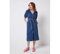 SCAMP & DUDE SCAMP & DUDE Blue Denim Frill Sleeve Midi Dress Blue EU 42 (UK 14)
