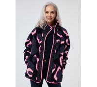 SCAMP & DUDE SCAMP & DUDE Blue Funnel Neck Button Through Fleece Jacket Mega Shadow Leopard & Lightning Bolt