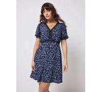 SCAMP & DUDE SCAMP & DUDE Blue Jaguar Lace Trim Short Tea Dress Blue EU 38 (UK 10)