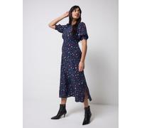 SCAMP & DUDE SCAMP & DUDE Blue Snow Leopard Print Midi Dress Blue EU 46 (UK 18)