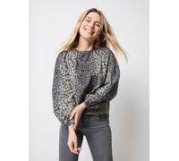SCAMP & DUDE SCAMP & DUDE Green Blouson Sleeve Blouse with Wild Leopard and Lightning Bolt