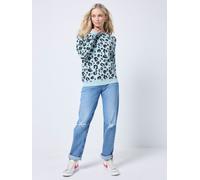 SCAMP & DUDE SCAMP & DUDE Green Classic Sweatshirt With Leopard & Lightning Bolt