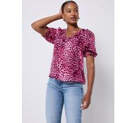 SCAMP & DUDE SCAMP & DUDE Pink Ruffle V-Neck Blouse Cheetah