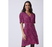 SCAMP & DUDE SCAMP & DUDE Pink Zip Front Short Tiered Dress with Wild Leopard and Lightning Bolt Pink EU 48 (UK 20)