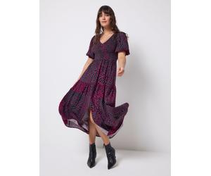 SCAMP & DUDE SCAMP & DUDE Red Shirred Zip Front Midi Dress Red EU 36 (UK 8)