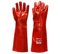 Scan Glogaun18 PVC Gants de protection avec doublure en tricot de coton Rouge
