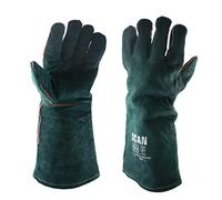 Scan SCAGLOGAUNG Gants de jardinier en cuir de vache fendu avec coutures en Kevlar résistant à la chaleur Vert 40 cm