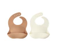Scandi Living Bavoir en silicone Silly. 2 pièces’ Vanille-noisette