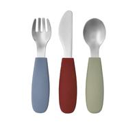 Scandi Living Ensemble de couverts en silicone Dine 3 pièces Vert-bleu