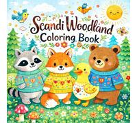 Scandi Woodland Coloring Book: 40 Cute Animal Coloring Pages in Cozy Bold and Easy Style for Nature Lovers