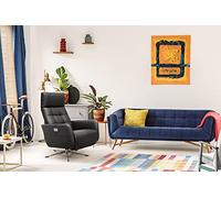 Scandico Bosse TV Armchair / Fauteuil de relaxation pivotant avec réglage du dossier et du repose-pieds à 2 moteurs / Position de la balance cardiaque / 74 x 107 x 90 / Cuir Noir
