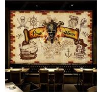 Scandinave rétro nostalgique papier peint décoration industrielle Pirate squelette Restaurant hôtel Bar fond d Murale Papier Peint 3D Salle de séjour Chambre à coucher séjour Mural enfant-200cm×140cm
