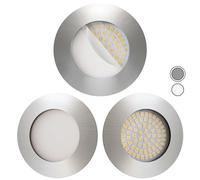 Scandinavian home Set de 3 spots encastrables LED 230V 4,5W blanc chaud 60mm - 70mm I salle de bains I CRI 90 500lm 3000K 68mm I Design en acier inoxydable avec verre dépoli