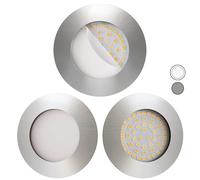 Scandinavian home Set de 3 spots LED encastrables et dimmables WarmDim 230V 5,8W blanc chaud 60mm - 70mm I salle de bain I CRI 90 580lm 3100K 68mm I Design en acier inoxydable avec verre dépoli