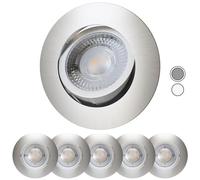 Scandinavian home Set de 6 spots encastrable à LED 230V orientables 68mm - 75mm I Salle de bain I blanc chaud CRI 90 4,3W 350lm 3000K 68mm I Design en acier inoxydable