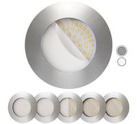 Scandinavian home Set de 6 spots encastrables LED 230V 4,5W blanc chaud 60mm - 70mm I salle de bains I CRI 90 500lm 3000K 68mm I Design en acier inoxydable avec verre dépoli