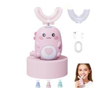 Scandinavian Smiles Kids Toothbrush, U-Shaped 360º Ultrasonic Toothbrush, U Shaped Toothbrush kids, 2 Silicone Brush Head&3 Modes/LED Light/IPX7,Rechargeable (Pink,2-6years)