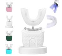 Scandinavian Smiles Toothbrush, 360° Full Coverage Silicone Brush, U-Shaped 360° Cold Light Brightening, 30-Second Deep Cleaning, Waterproof Ipx7, Uv Blue Light, For Most People (White,+Replace)