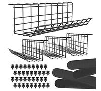 Scanfield Cache Cable, Set x 4 Range Cable, Organisateur Rangement Cable sous le Bureau, Goulotte Passe Cable, Boite Cache Cable, Maximise Circulation de l'Air, Facile à Installer, Cable Management PC