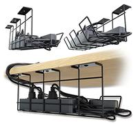 Scanfield Lot de 2 range-câbles sous le bureau, optimise la circulation de l'air, organisateur de câbles spacieux, installation sans vis, rangement modulaire