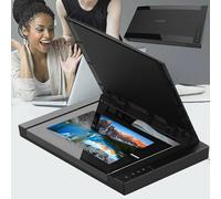 Scanner A3 à plat, 2400 DPI pour documents et photos, numérisation 29,7 x 42,4 cm en 4 secondes, sans cadre, numérisation automatique, capteur CIS, compatible avec Windows et Mac