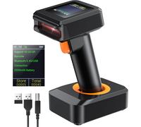 Tera Scanner de Codes-Barres 2D sans Fil, Scanner de Code QR Bluetooth, avec écran d'affichage de l'heure, indicateur de Niveau de Batterie, Base de Charge, Brevet n° 90078251950003, HW0006