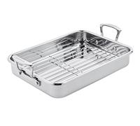 SCANPAN Plat à Rôtir avec Grille, Métal, Argent
