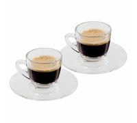Scanpart Glas-Espressotassen mit Untertassen, Glas Espresso Tasse, 70 ml, 4-tlg.