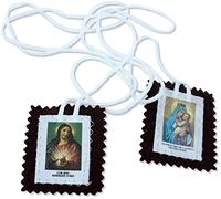 Scapulaire en tissu Notre-Dame du Carmel - Lot de 10 pièces - 5,5 x 4,5 cm (moyenne)