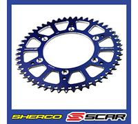 SCAR Couronne Aluminium alu Anti Boue Compatible avec SHERCO SER SEFR 125 250 300 450 12-26, Bleu - 49 Dents