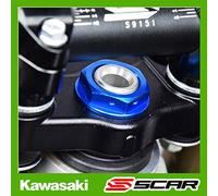 SCAR Ecrou de colonne de direction Compatible avec KAWASAKI KX 65 85 100 125 110/L KLX D-TRACKER 125 150BF 150S 300R 88-22 - Bleu