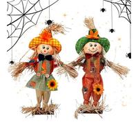 Scarecrow Decorations | 2 Pieces Fall Stuffed Scarecrow | 14inch Ornaments for Garden Harvest Festival Lawn Party Home Decoration
