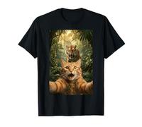 Scared Cat Selfie Tiger Jungle Funny Cat Meme Orange Tabby T-Shirt