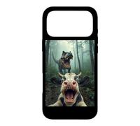 Scared Cow T Rex Selfie Dinosaure Ferme Meme Humour Drôle Coque pour iPhone 17 Pro Max
