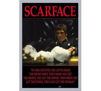 Scarface - Poster - Power + cadre amovible, Shinsuke® Maxi MDF argenté, vitre acrylique