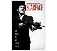 Scarface - Poster - Say Hello to my Friend + cadre amovible, Shinsuke® Maxi MDF blanc, vitre acrylique