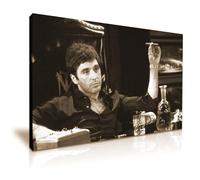 Scarface Tony Montana Cigar Sepia Icône Impression sur toile Décoration murale Cadeau idéal pour les fans de film Scarface Décoration moderne pour la maison, le bureau, l'hôtel (S : 45 cm x 30 cm)