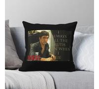 Scarface Tony Montana I Always Tell The Truth Taie d'oreiller carrée en polyester et lin velours