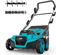 Scarificateur et déthatcher sans fil 36 V sans balais de 38,1 cm compatible avec batterie Makita 18 V (outil uniquement), sac de collecte de 37 litres, technologie Air Boost, pliage rapide et 5