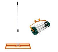 Ensemble 2-en-1 Scarificateur et Niveleur de Pelouse de 100 cm - Orange