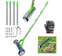 Scarificateur Manuel avec Roues Verticuteur à Manche de 165 cm Aérateur de Gazon avec Roues Grattoir de Jardin en vert foncé