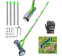 Scarificateur Manuel avec Roues, Verticuteur à Manche de 165 cm, Aérateur de Gazon avec Roues, Grattoir de Jardin en Métal, Amovible, Verticuteur Réglable, Houe de Scarification pour Jardin, Cour