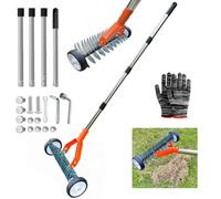 Scarificateur manuel avec roues, verticuteur à manche de 170 cm, aérateur de gazon avec roues, grattoir de jardin en métal, amovible, verticuteur réglable, houe de scarification pour jardin, cour