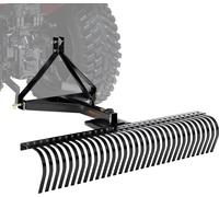 Scarificateur VEVOR, grand râteau de 1,52 m à tirer derrière soi avec 32 dents en acier, râteau scarificateur de gazon 3 points avec embouts pour tracteur, râteau paysager pour jardin, ferme, herbe